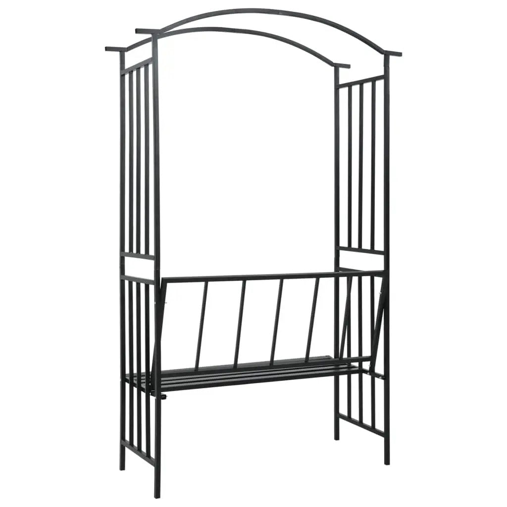 vidaXL vidaXL Garden Arch with Bench Black 128x50x207 cm Iron - Garden Chairs