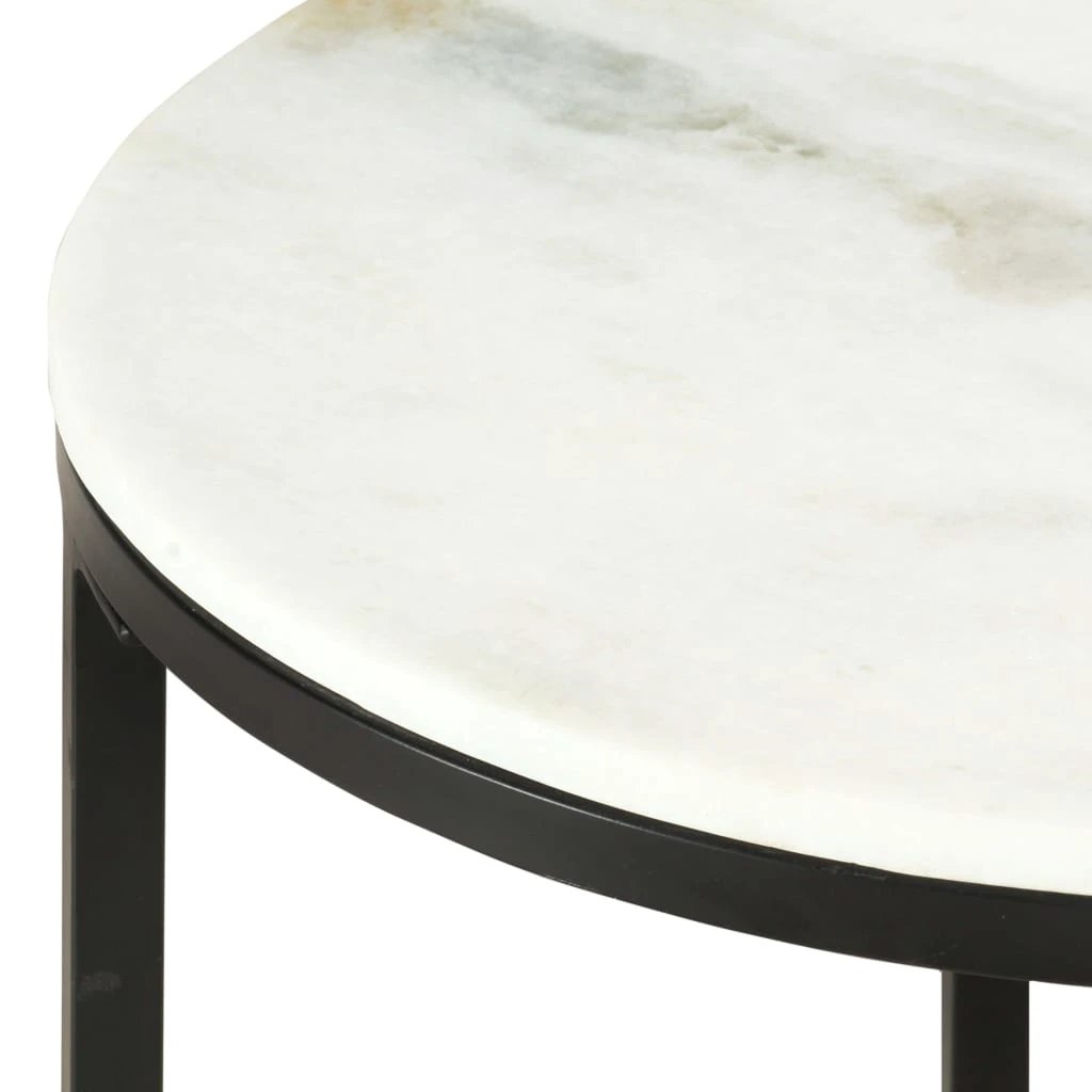 VidaXL Round Coffee Table Diameter 50 cm Real Solid Marble Black Powder Coated Legs Living Room by vidaXL