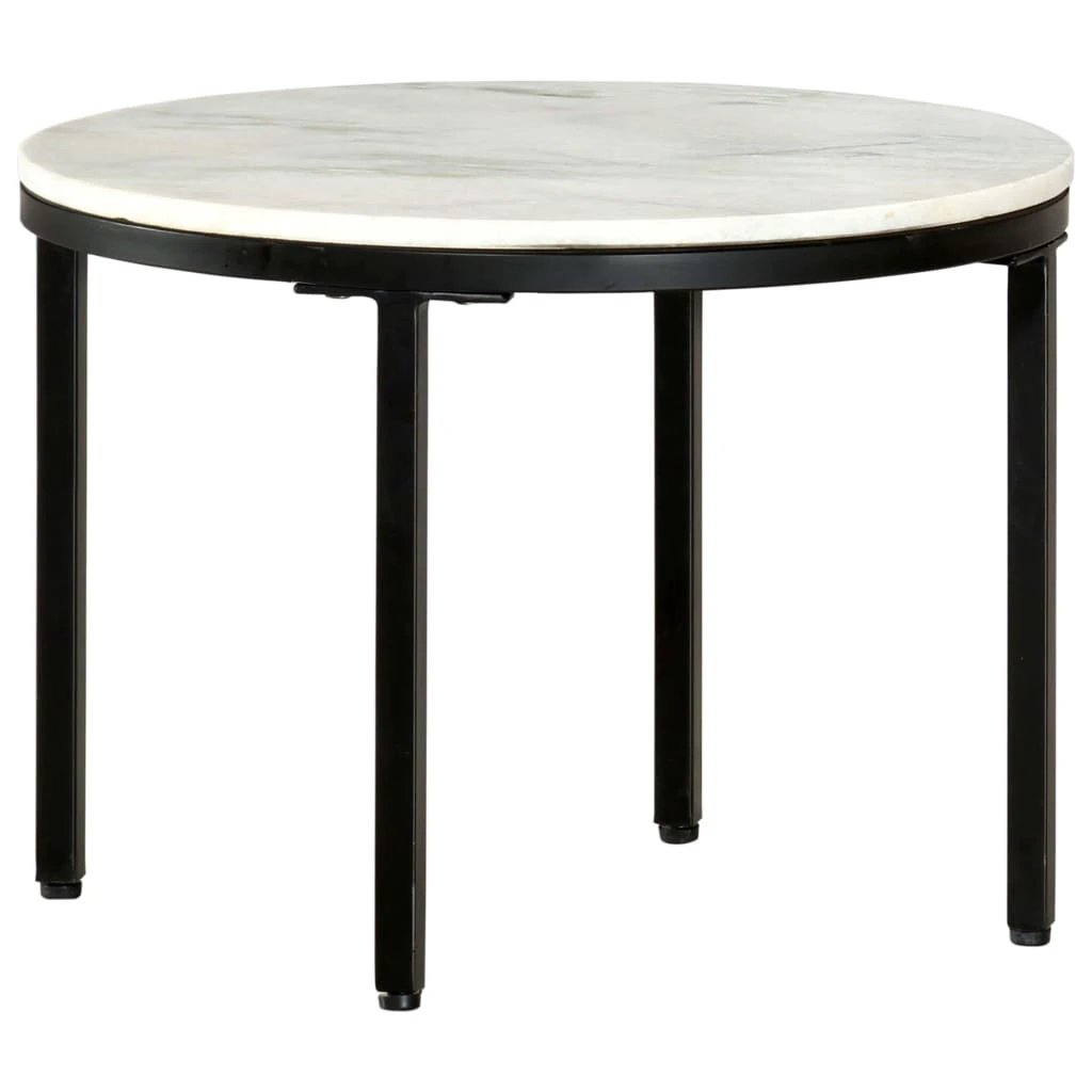 vidaXL VidaXL Round Coffee Table Diameter 50 cm Real Solid Marble Black Powder Coated Legs Living Room - Coffee Table