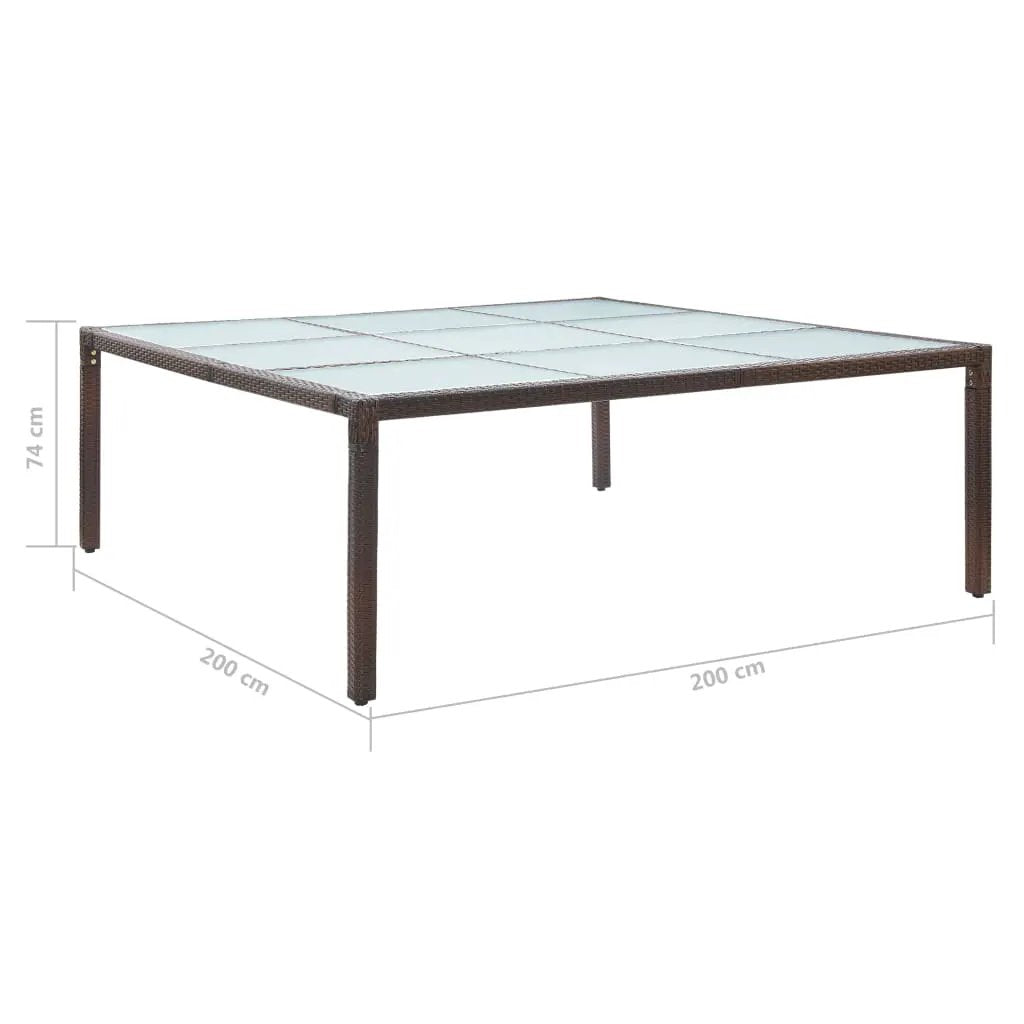 vidaXL vidaXL Garden Dining Table Brown 200x200x74 cm Poly Rattan - Dining Table