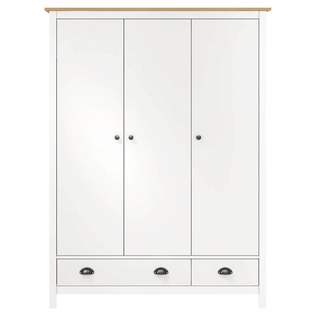 vidaXL vidaXL 3-Door Wardrobe Hill White 127x50x170 cm Solid Pine Wood - Wardrobe