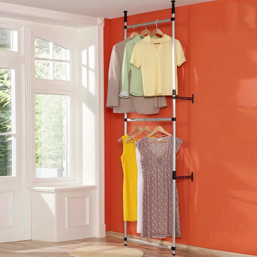 vidaXL vidaXL Telescopic Wardrobe System with Rods Aluminium - Wardrobe