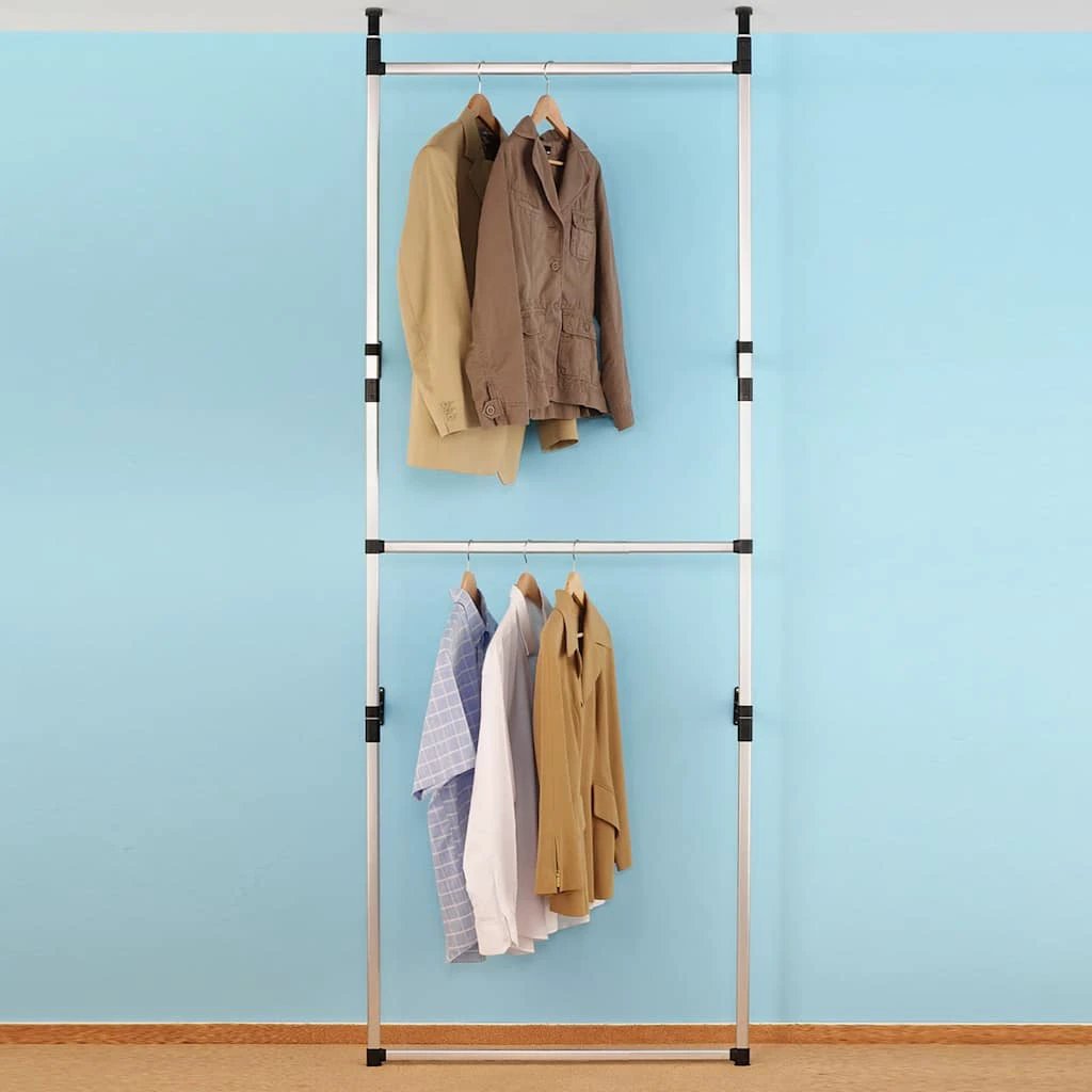 vidaXL vidaXL Telescopic Wardrobe System with Rods Aluminium - Wardrobe