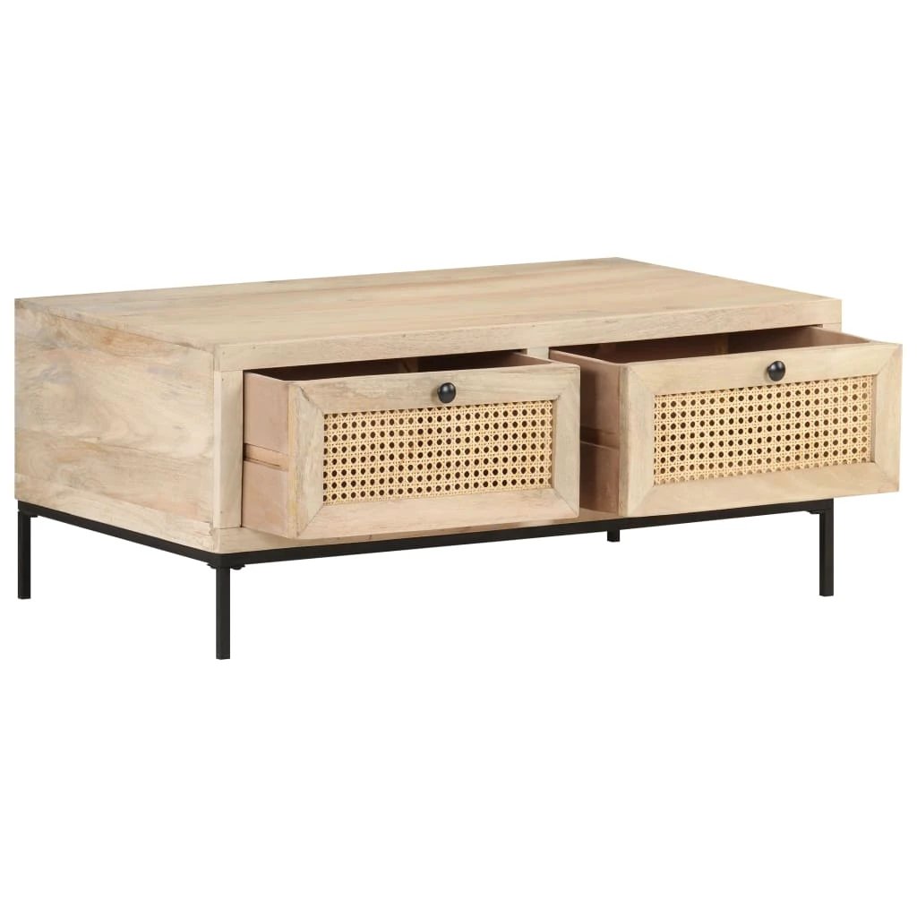 vidaXL vidaXL Coffee Table 90x50x37cm Mango Wood Cane - Coffee Table