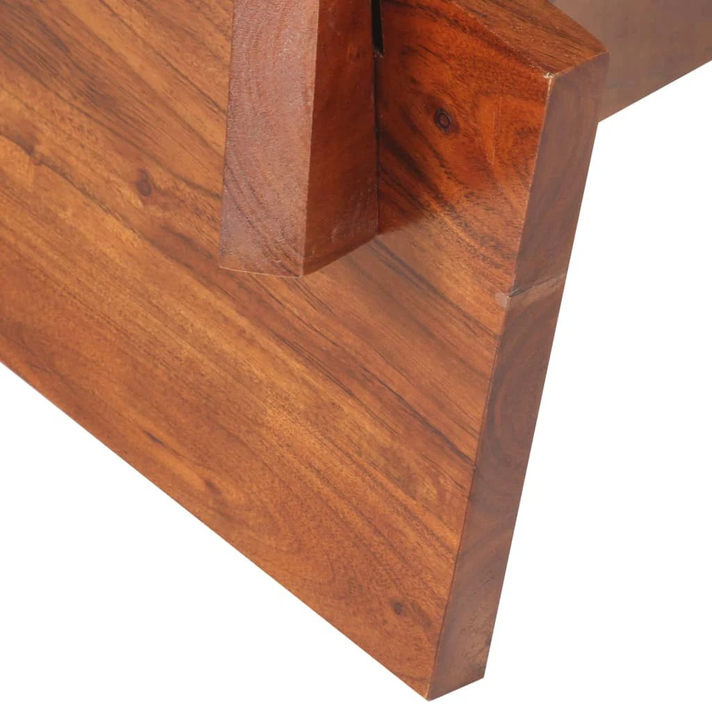 vidaXL Coffee Table 60 cm Solid Acacia Wood Glass Top Round Honey Brown Finish Living Room by vidaXL