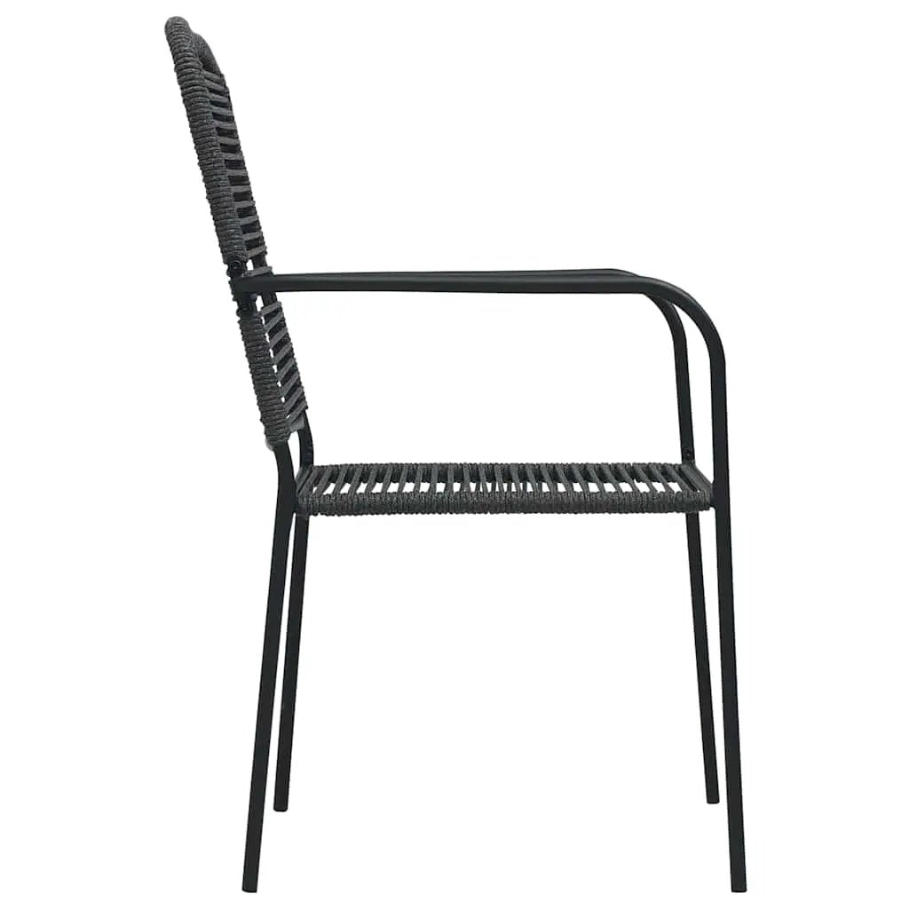 vidaXL vidaXL Garden Chairs 4 pcs Cotton Rope and Steel Black - Garden Chairs