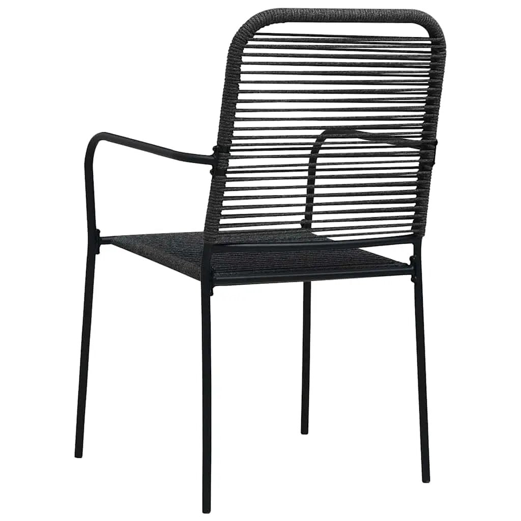 vidaXL vidaXL Garden Chairs 4 pcs Cotton Rope and Steel Black - Garden Chairs