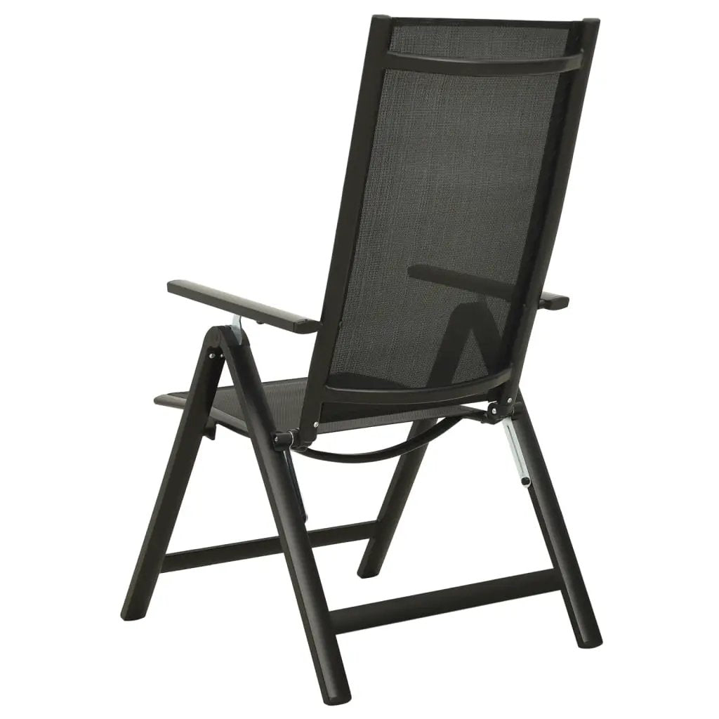 vidaXL vidaXL Folding Garden Chairs 2 pcs Textilene and Aluminium Black - Folding Chairs