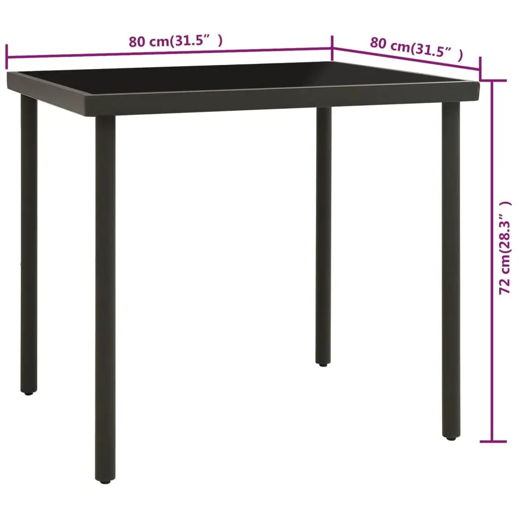 vidaXL vidaXL Outdoor Dining Table Anthracite 80x80x72 cm Glass and Steel - Dining Table
