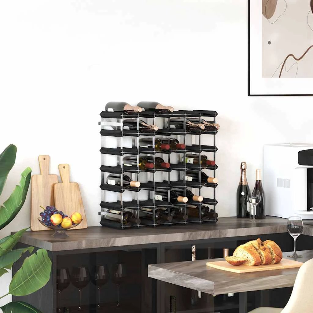 vidaXL vidaXL Wine Rack for 42 Bottles Black Solid Pine Wood - Wine Rack