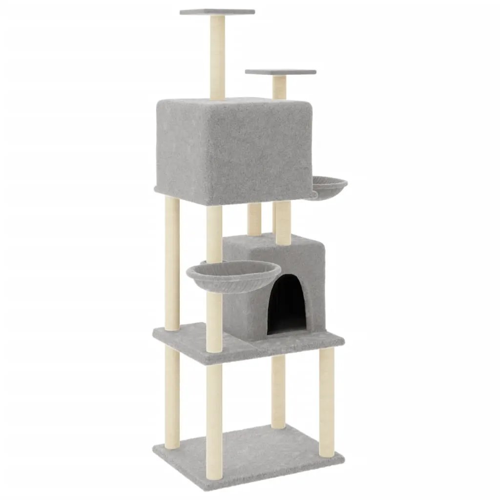 vidaXL vidaXL Cat Tree with Sisal Scratching Posts Light Grey 180 cm - Cat Tree