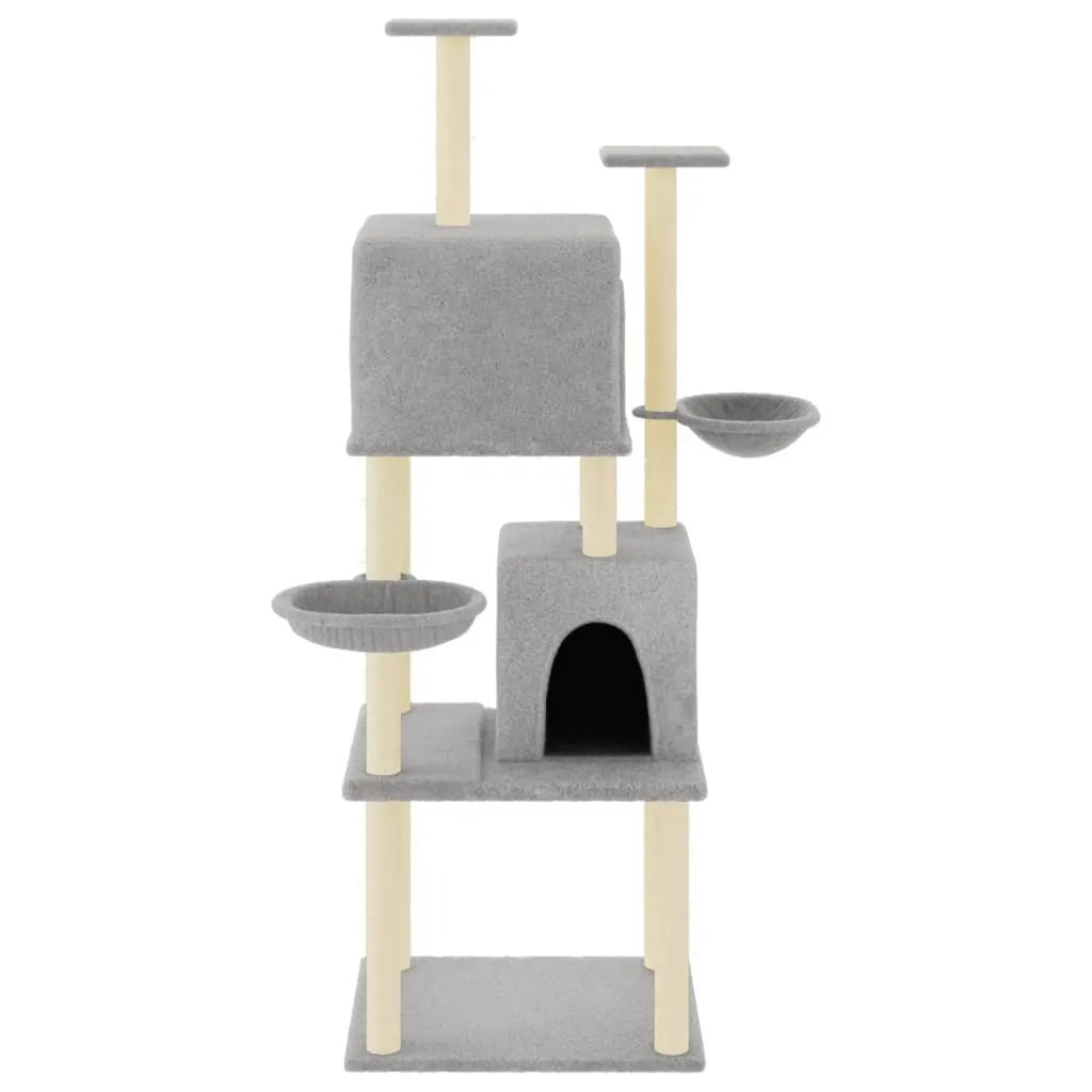 vidaXL vidaXL Cat Tree with Sisal Scratching Posts Light Grey 180 cm - Cat Tree