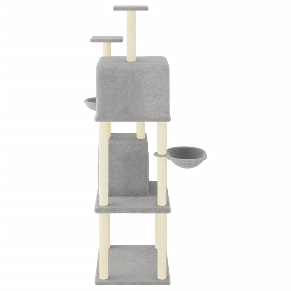 vidaXL vidaXL Cat Tree with Sisal Scratching Posts Light Grey 180 cm - Cat Tree