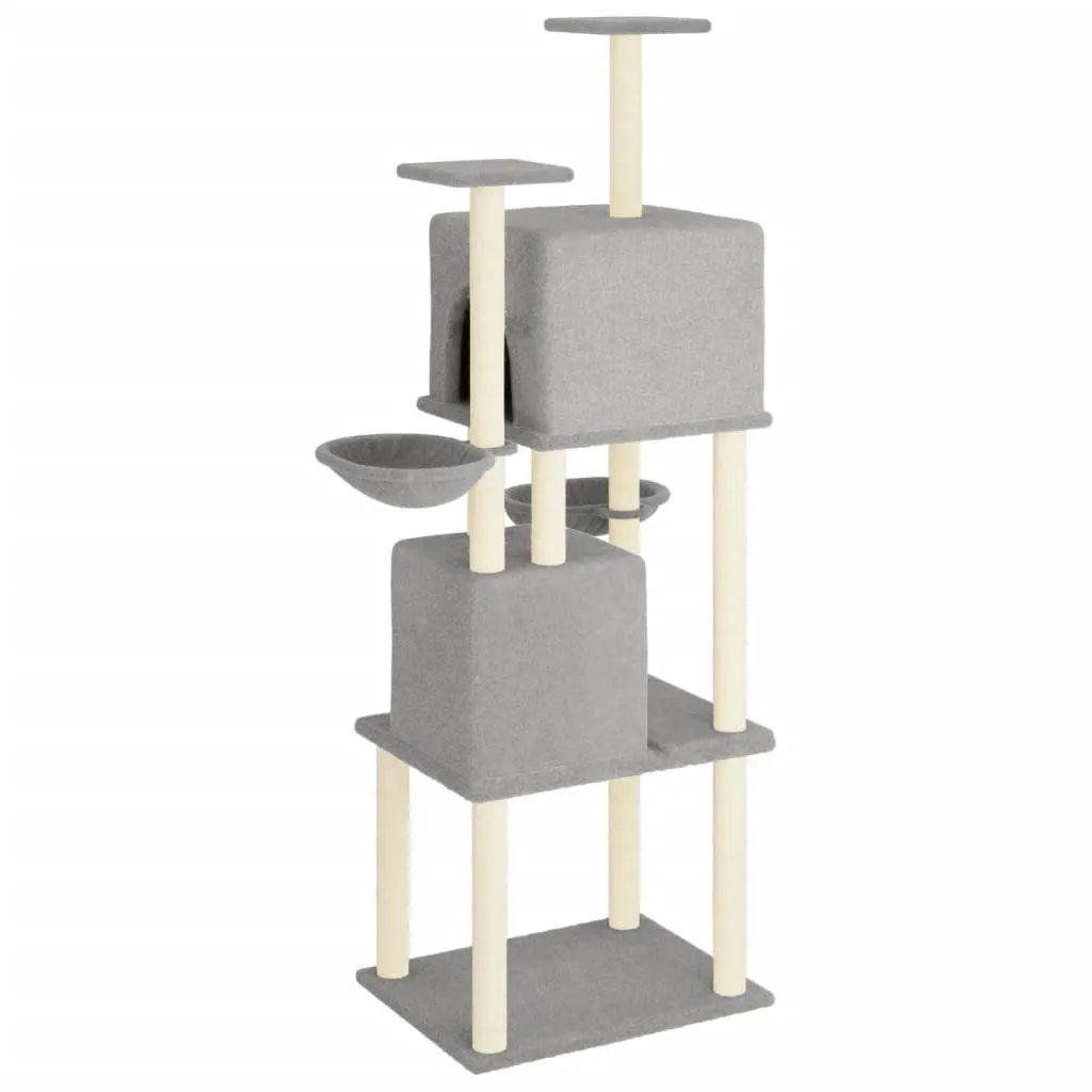 vidaXL vidaXL Cat Tree with Sisal Scratching Posts Light Grey 180 cm - Cat Tree