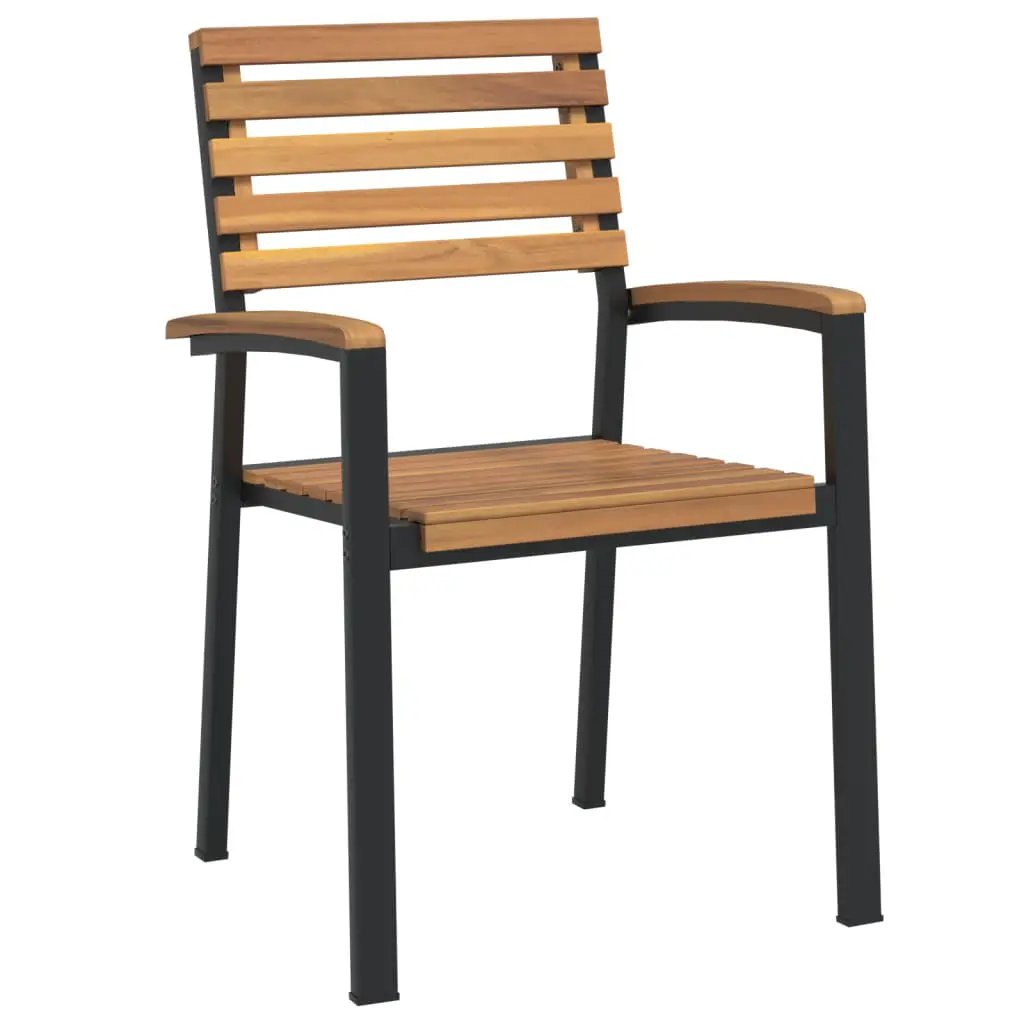 vidaXL vidaXL Stackable Garden Chairs 2 pcs Solid Wood Acacia and Metal - Garden Chairs