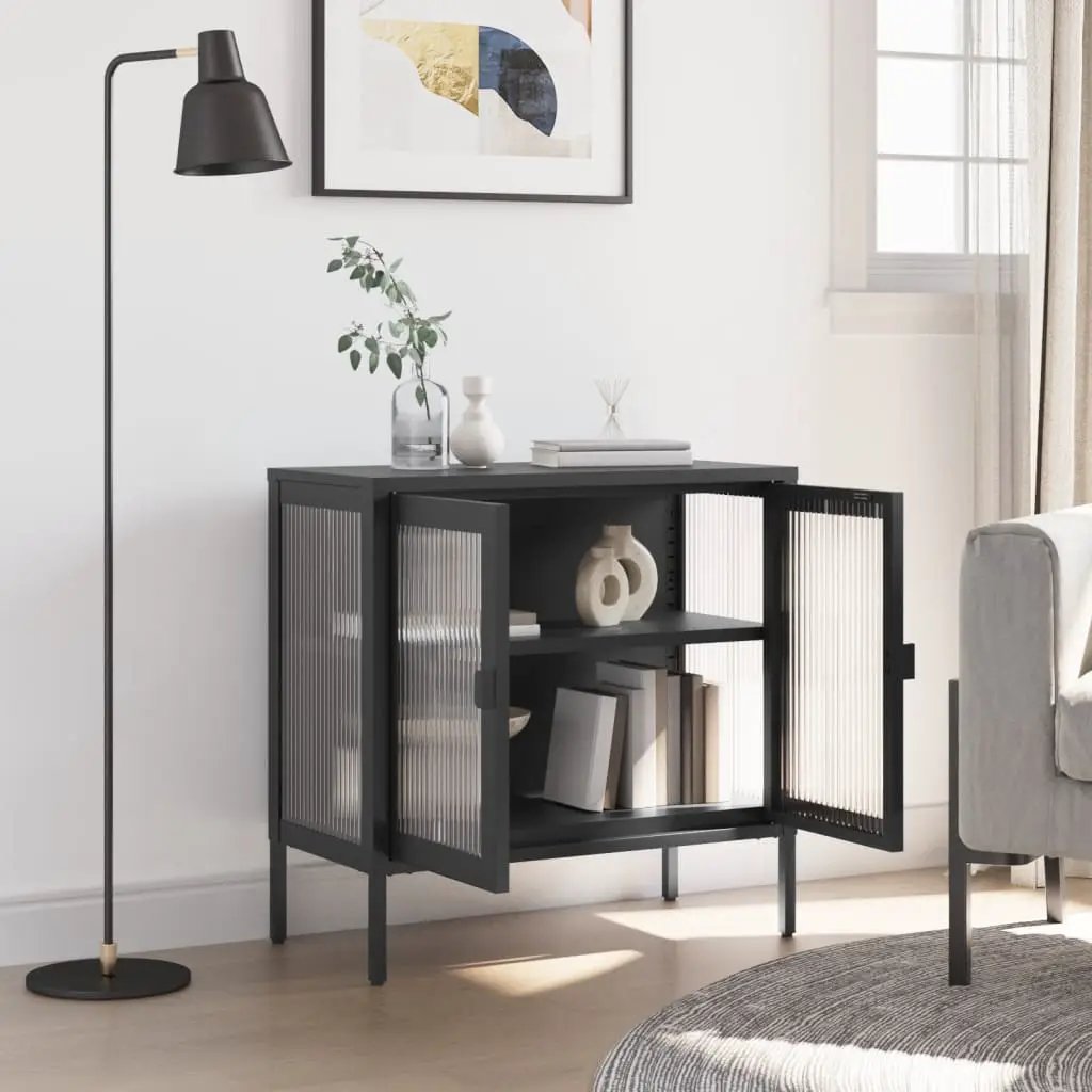 vidaXL vidaXL Sideboard Black 70x35x70 cm Glass and Steel - Sideboard