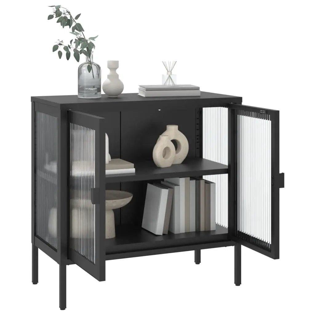 vidaXL vidaXL Sideboard Black 70x35x70 cm Glass and Steel - Sideboard
