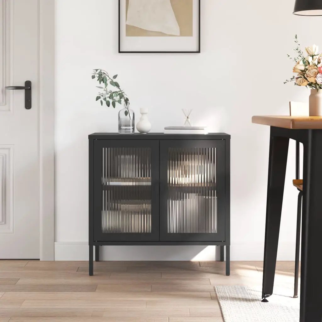 vidaXL vidaXL Sideboard Black 70x35x70 cm Glass and Steel - Sideboard