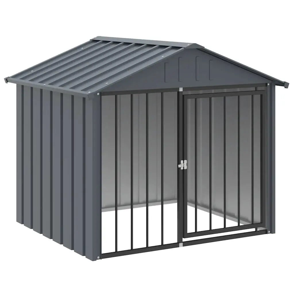 vidaXL Dog House with Roof Black 117x103x102 cm Galvanised Steel - from vidaXL