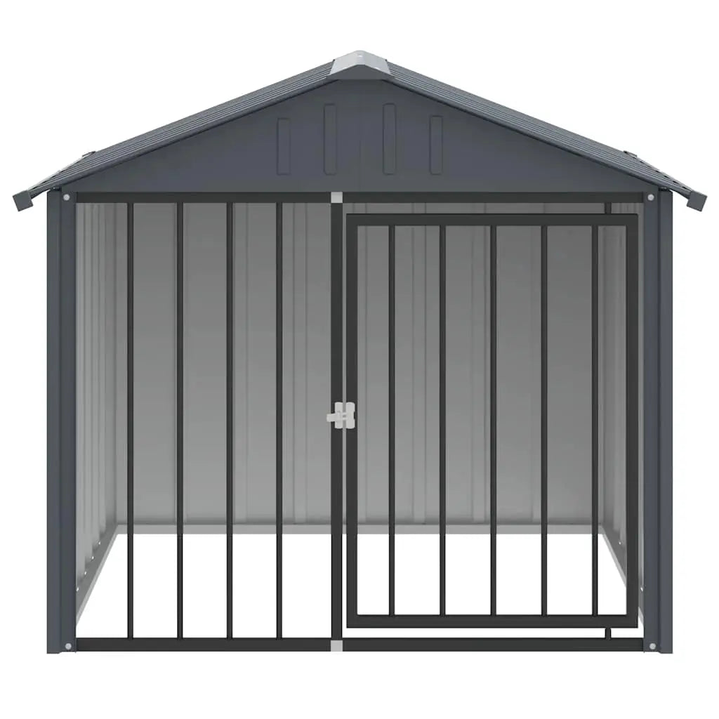 vidaXL Dog House with Roof Black 117x103x102 cm Galvanised Steel - from vidaXL