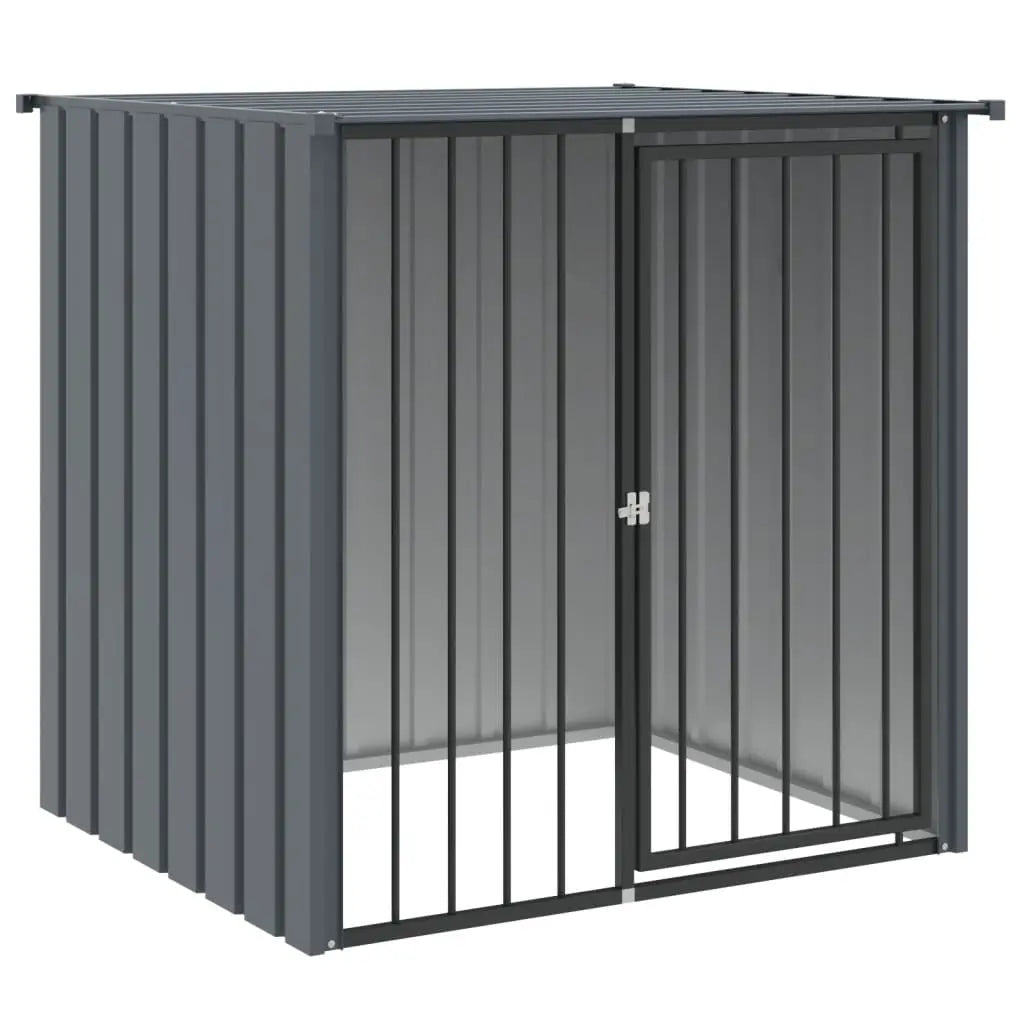 vidaXL Dog House with Roof Black 110x103x109 cm Galvanised Steel - from vidaXL