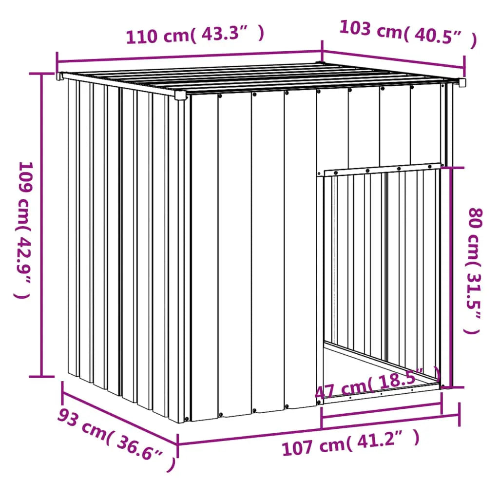 vidaXL Dog House with Roof Anthracite 110x103x109 cm Galvanised Steel - from vidaXL
