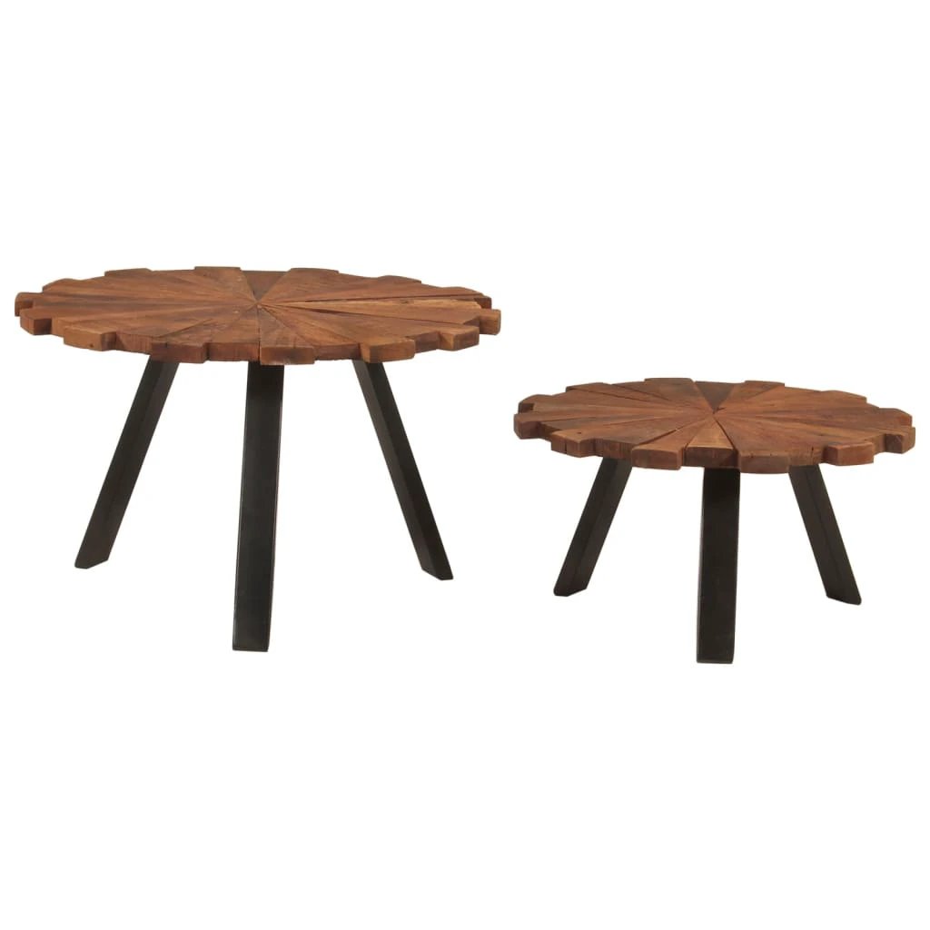 vidaXL Coffee Tables Set Reclaimed Wood Iron Home by vidaXL