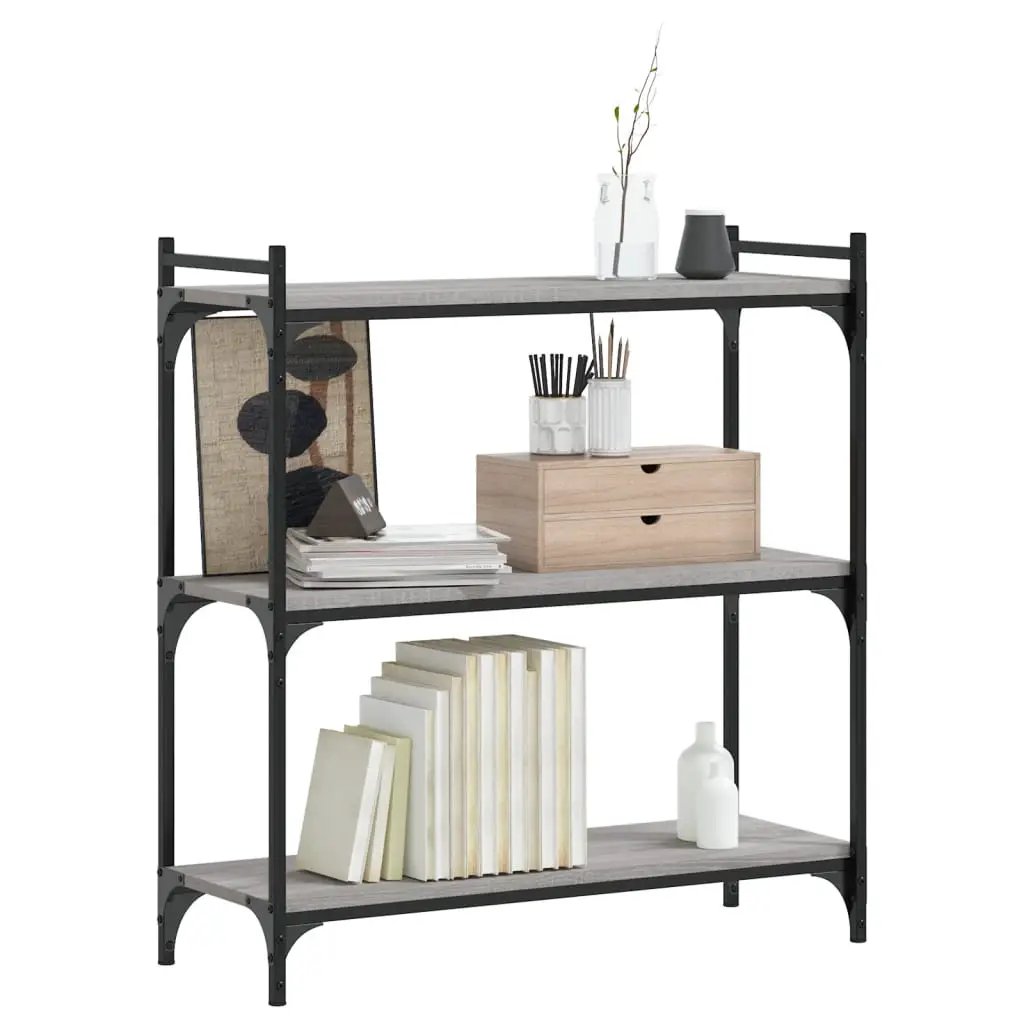 vidaXL vidaXL Bookcase 3-Tier Grey Sonoma 80x30x86 cm Engineered Wood - Bookcase
