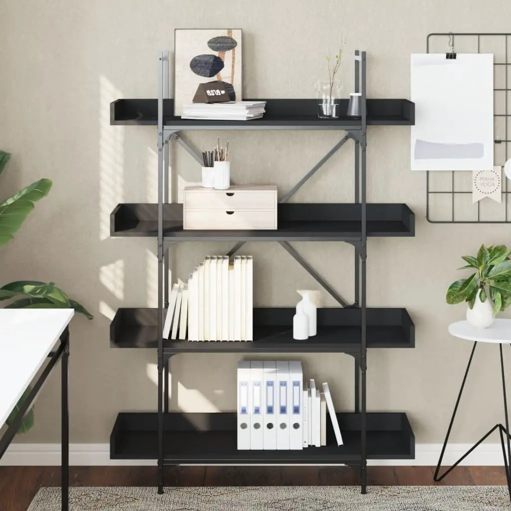 vidaXL vidaXL Bookcase 4-Tier Black 100x33x145.5 cm Engineered Wood - Bookcase