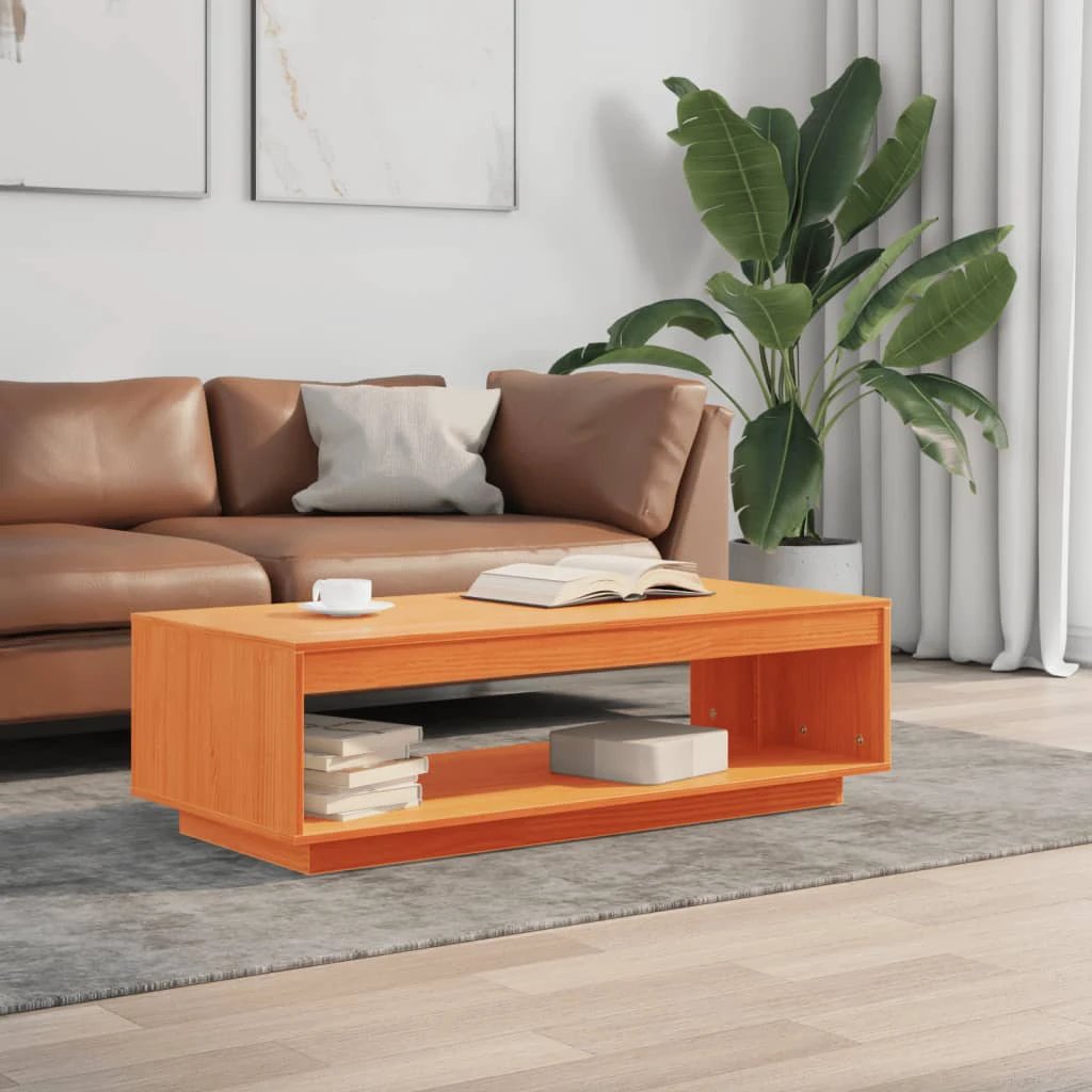 VidaXL Coffee Table 110x50x33.5 Cm Solid Pine Rustic Wax Brown Living Room And Lounge Decor by vidaXL