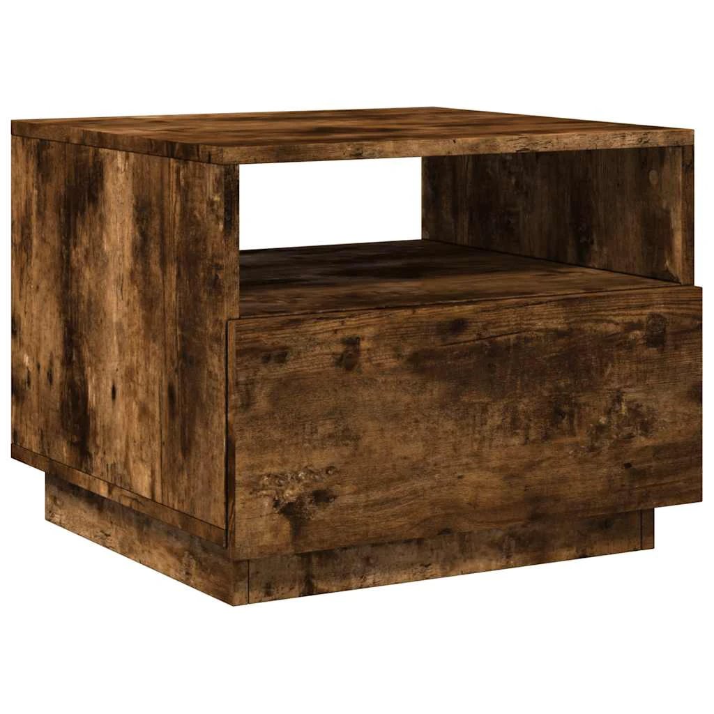 vidaXL vidaXL Coffee Table 50x49x40 cm With LED Lights Smoked Oak For Living Room Decor - Coffee Table