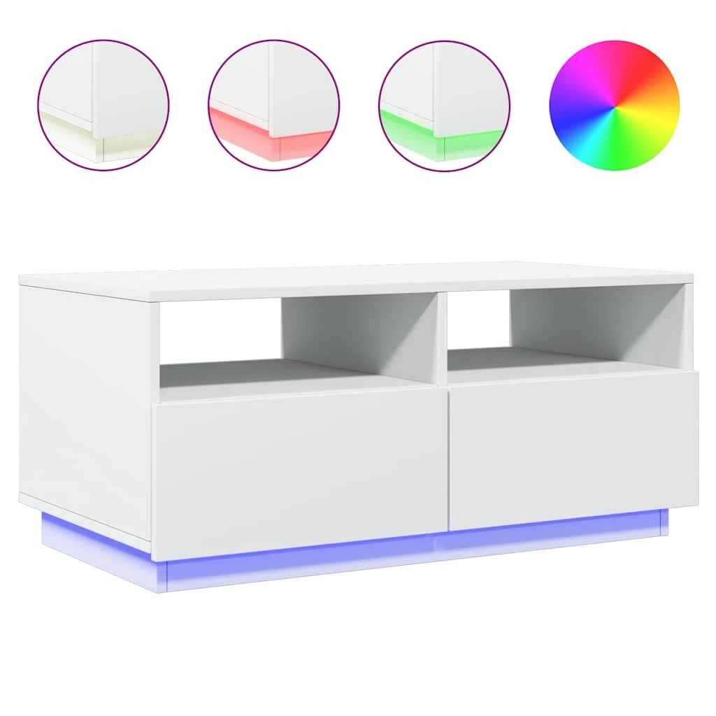 vidaXL Coffee Table 90x49x40 cm With LED Lights For Modern Living Room Ambience And Storage by vidaXL