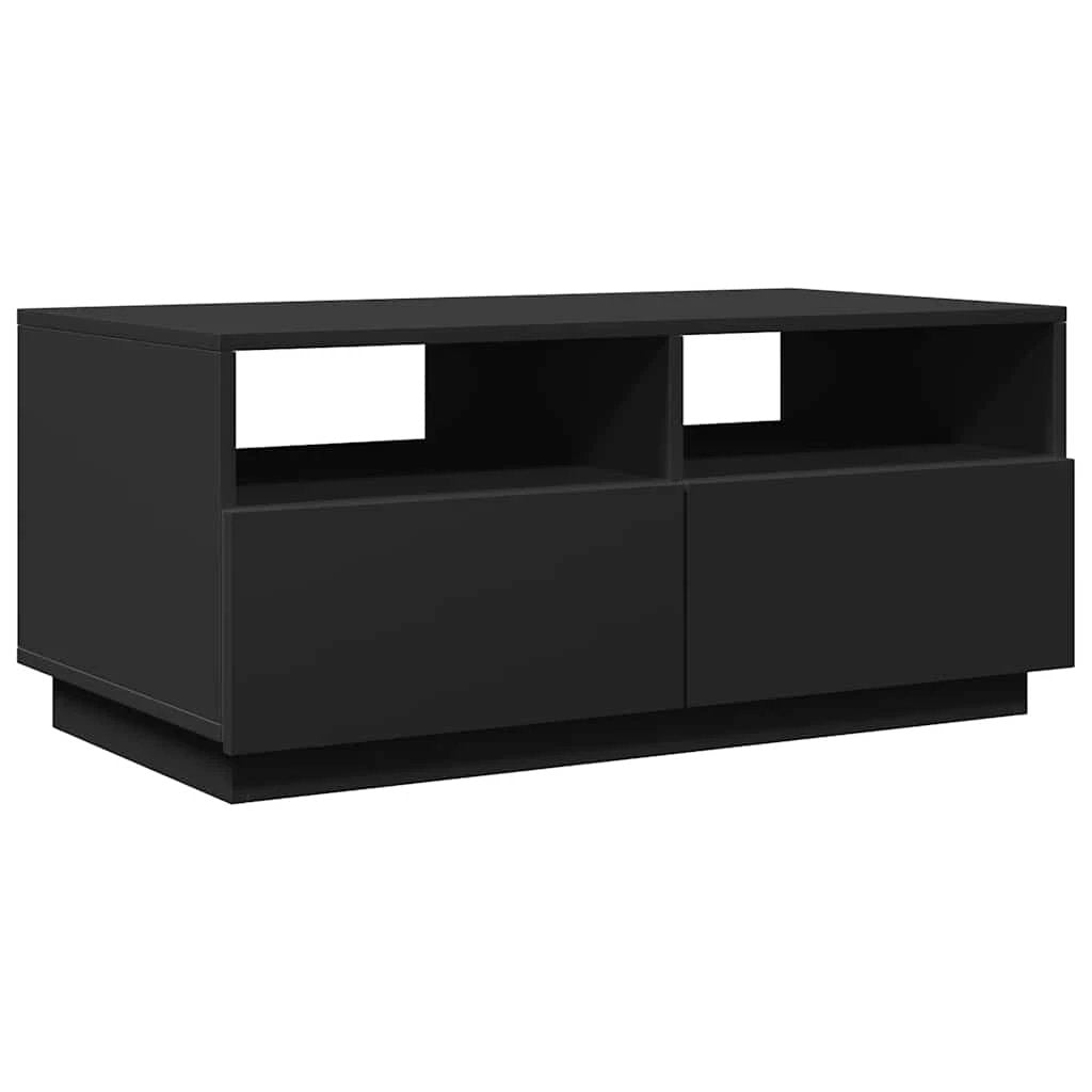 vidaXL VidaXL Modern Coffee Table With LED Ambient Lighting 90x49x40 cm Black For Living Room - Coffee Table