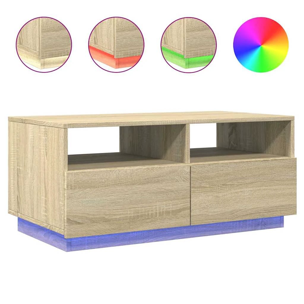 VidaXL Coffee Table 90x49x40 Cm LED Living Room by vidaXL