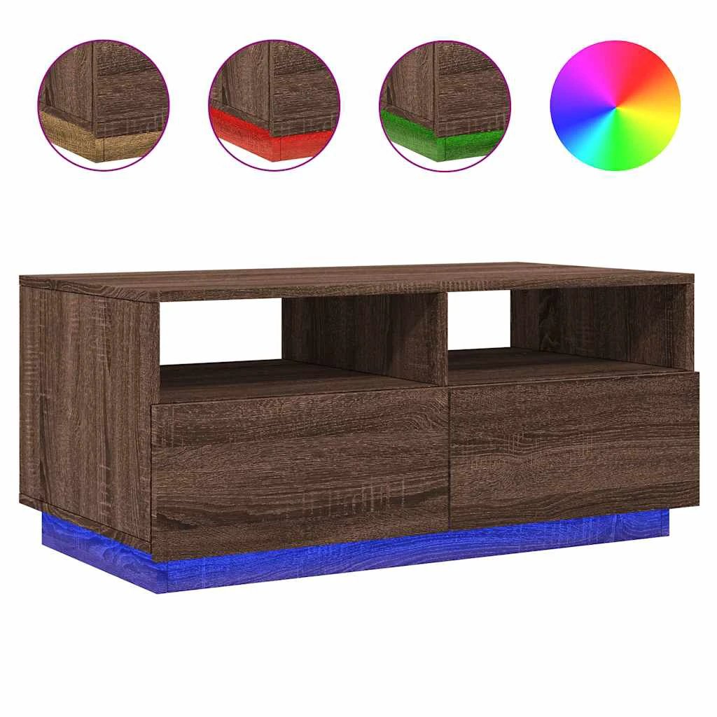 VidaXL Coffee Table 90x49x40 LED Lights Lounge by vidaXL