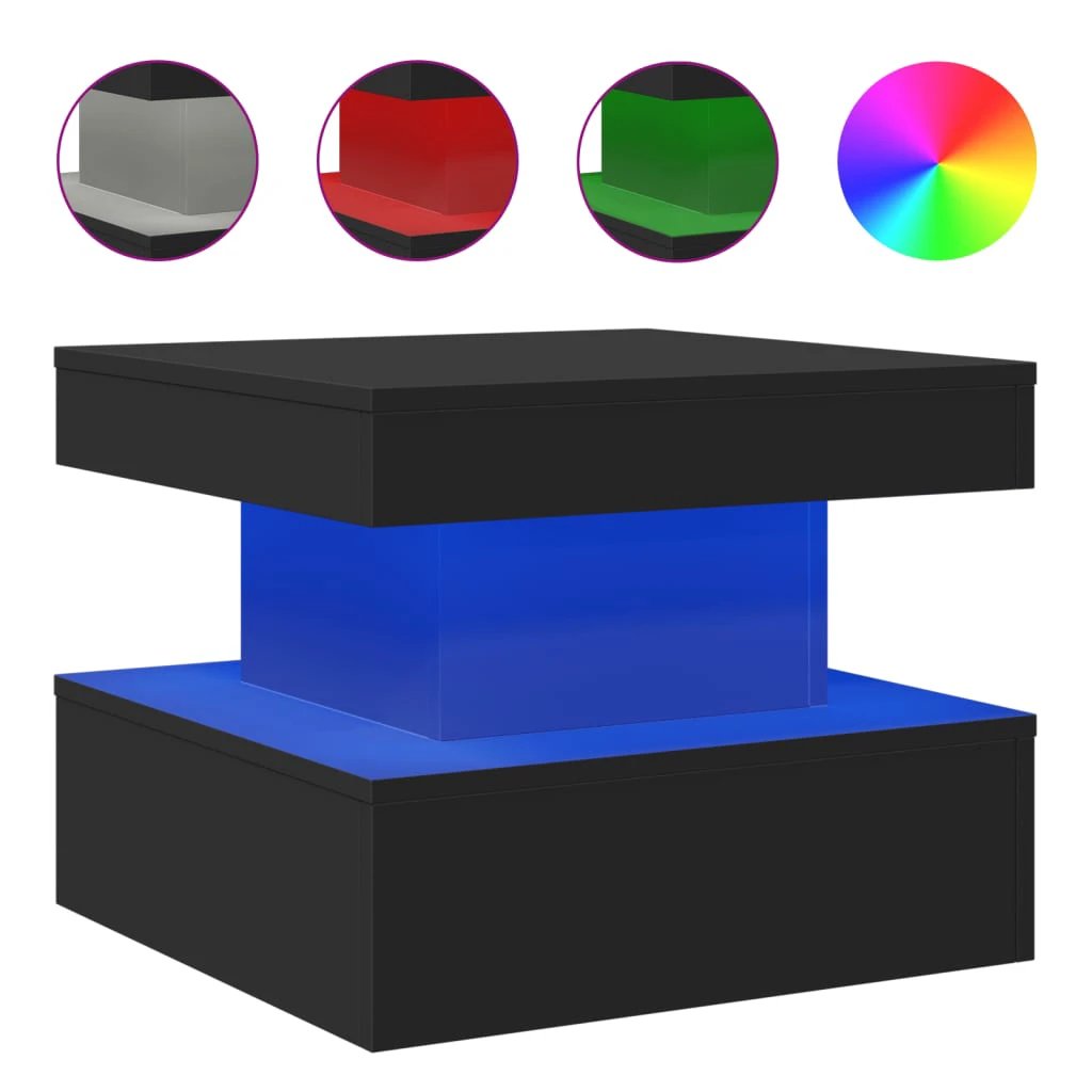 vidaXL vidaXL CoffeeTable 50x50x40 LEDLights LivingRoom - Coffee Table