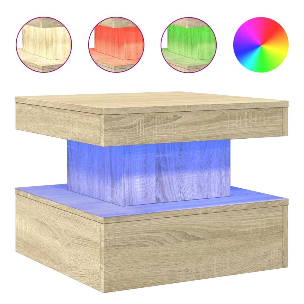 VidaXL Coffee Table 50x50x40cm LED Living Room by vidaXL