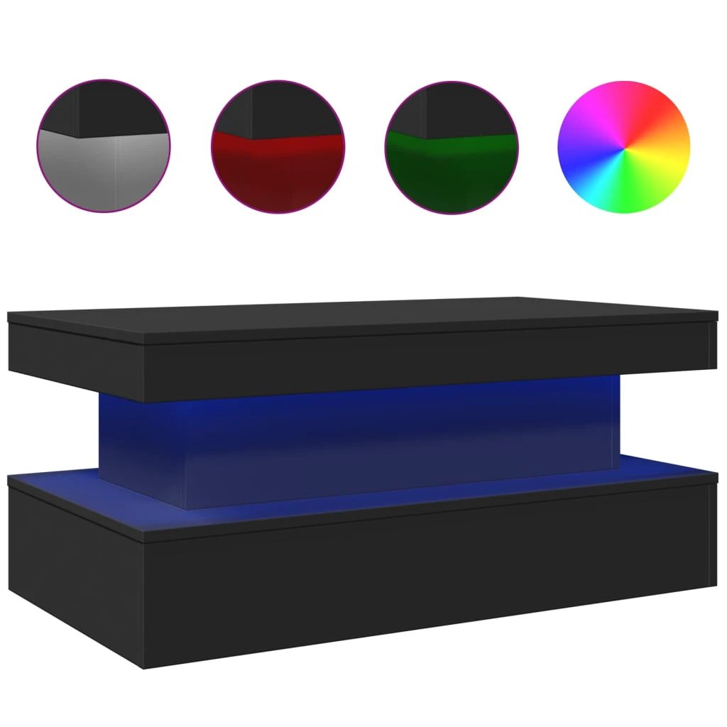 VidaXL Coffee Table 90x50x40 cm LED Lights Modern Living Room Decor Engineered Wood by vidaXL