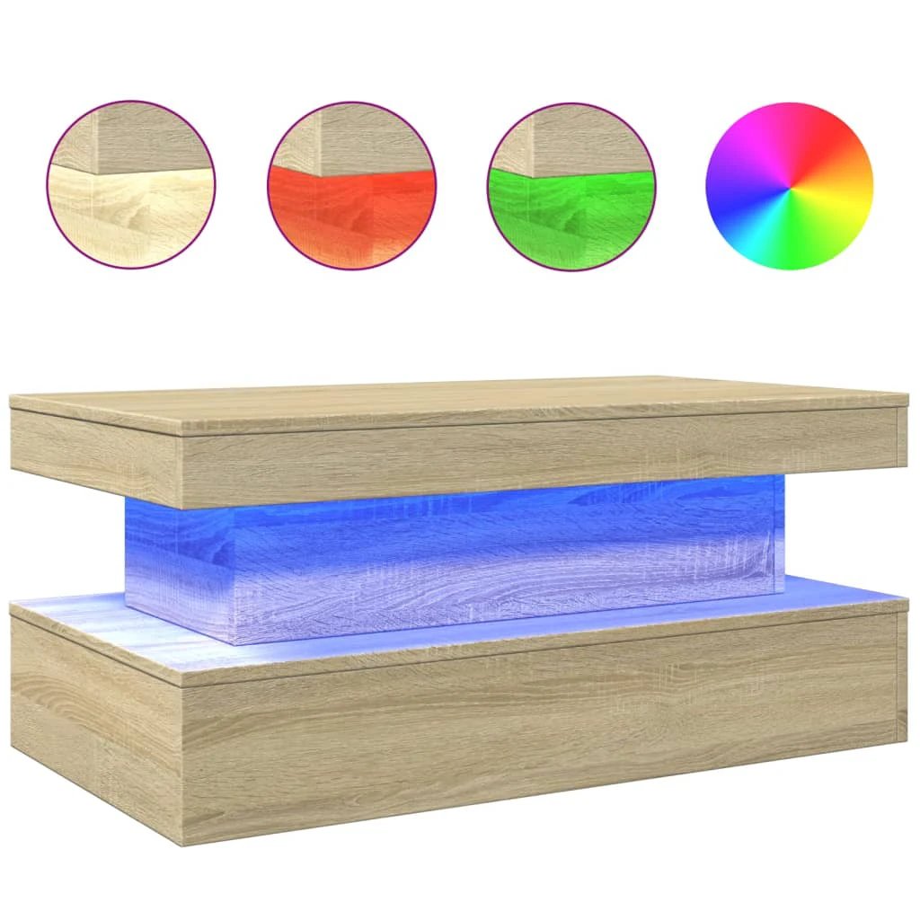 vidaXL Coffee Table 90x50x40 cm LED Living Room by vidaXL