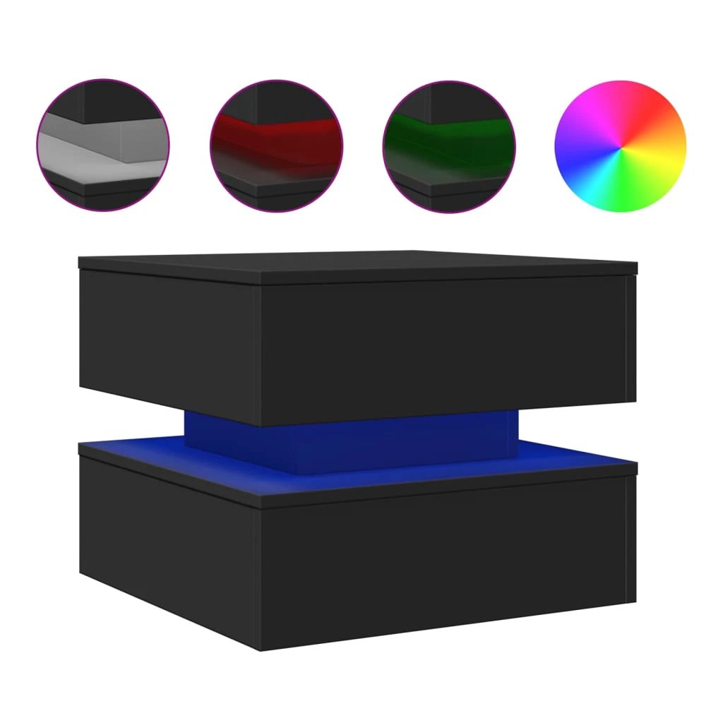 VidaXL Coffee Table 50x50x40 cm with LED Lights for Modern Living Rooms and Lounges by vidaXL
