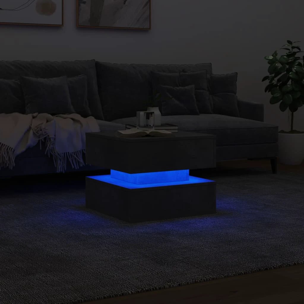 VidaXL Coffee Table 50x50x40 cm with LED Lights for Modern Living Room Decor and Ambience by vidaXL