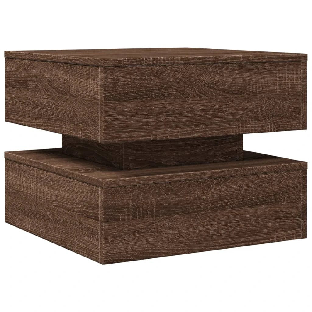 vidaXL Coffee Table With LED Lights Brown Oak 50x50x40 cm For Modern Living Room Decor by vidaXL