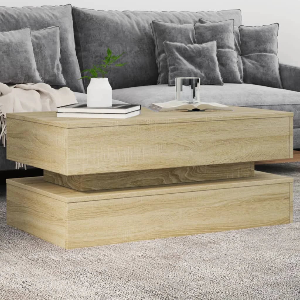 vidaXL VidaXL Coffee Table 90x50x40 cm With LED Lights For Modern Living Room Decor And Storage - Coffee Table