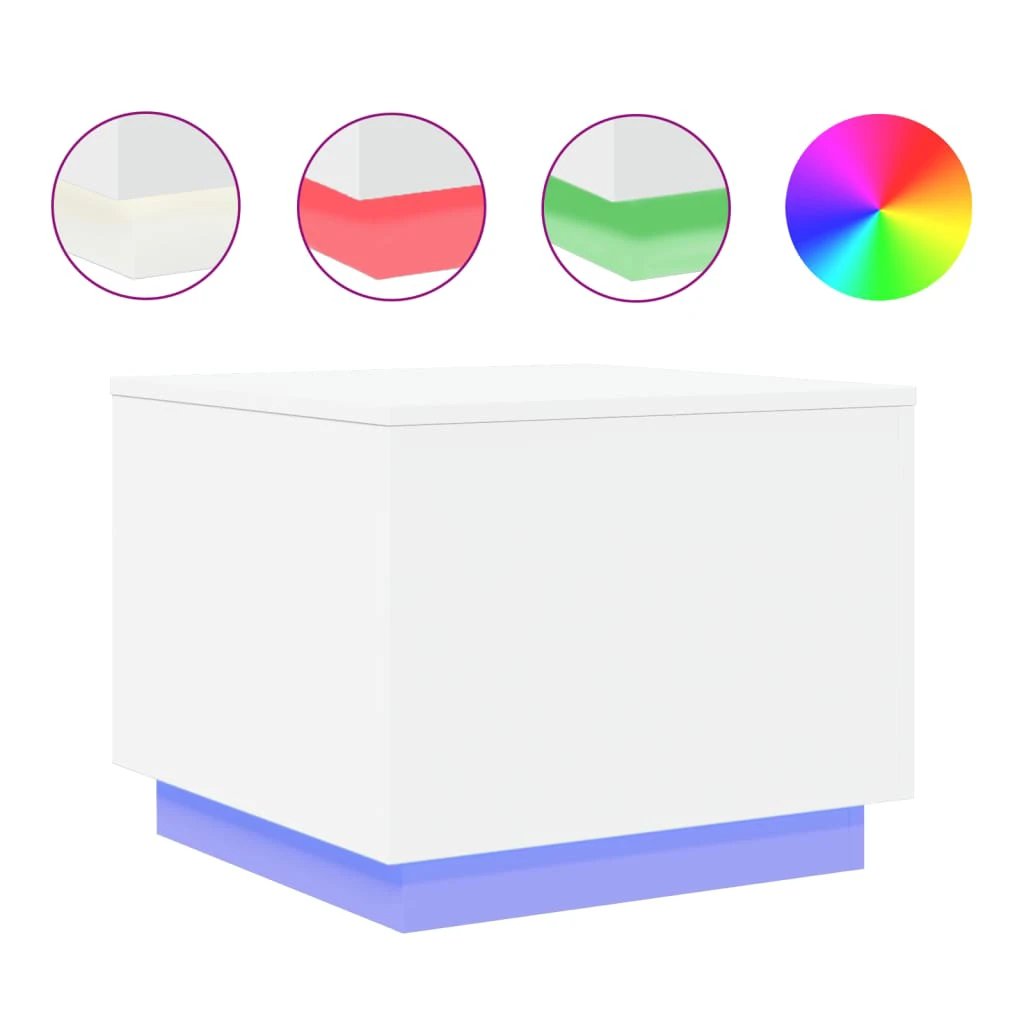 VidaXL Coffee Table 50x50x40 cm LED Lights Home by vidaXL