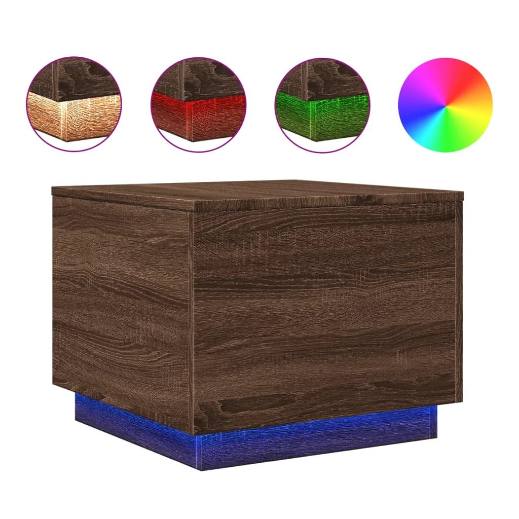 vidaXL VidaXL Coffee Table 50x50x40 Cm With Led Lights For Modern Living Room Decor Home Interiors - Coffee Table