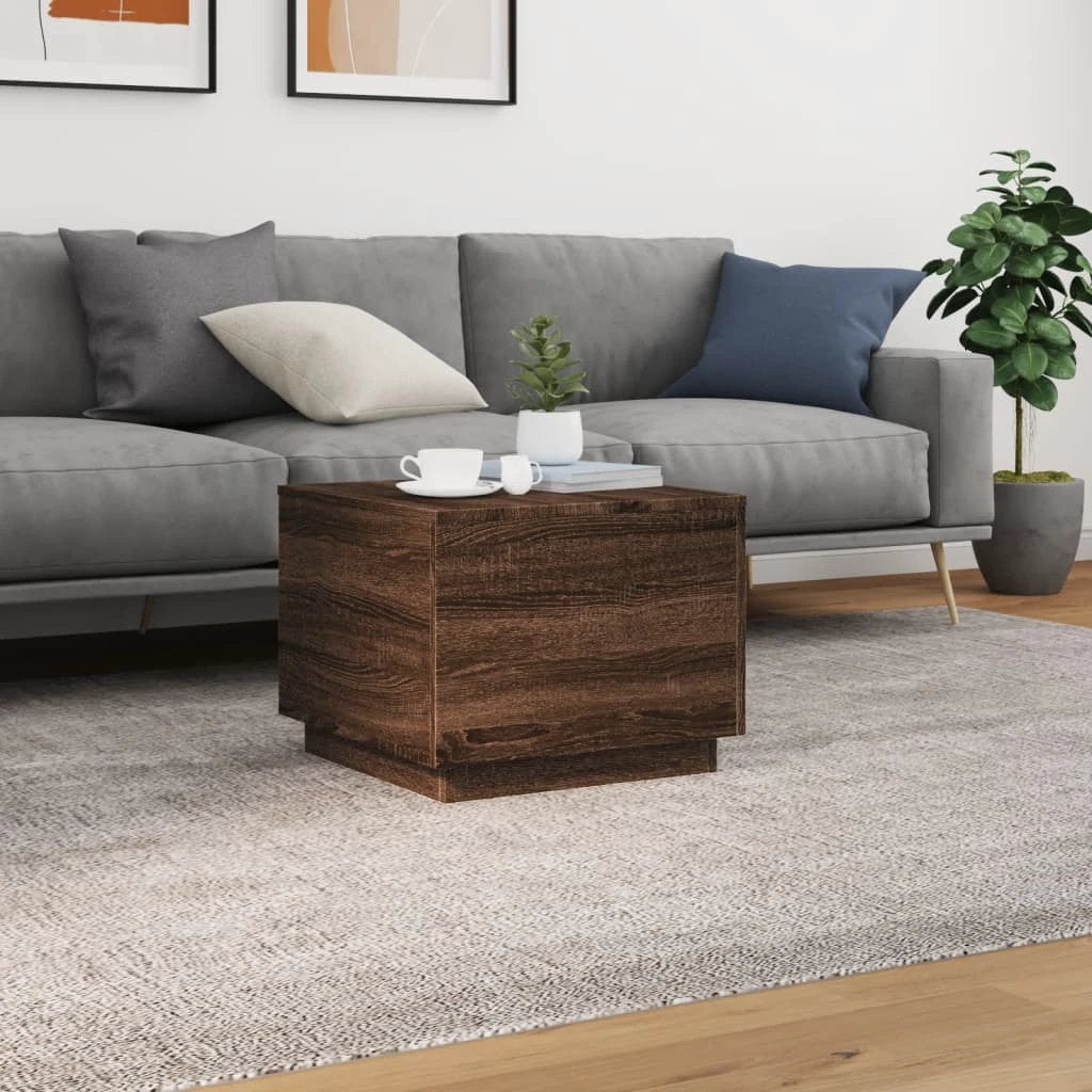 vidaXL VidaXL Coffee Table 50x50x40 Cm With Led Lights For Modern Living Room Decor Home Interiors - Coffee Table