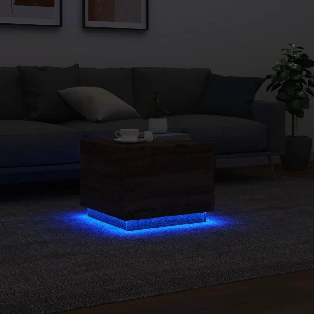 vidaXL VidaXL Coffee Table 50x50x40 Cm With Led Lights For Modern Living Room Decor Home Interiors - Coffee Table