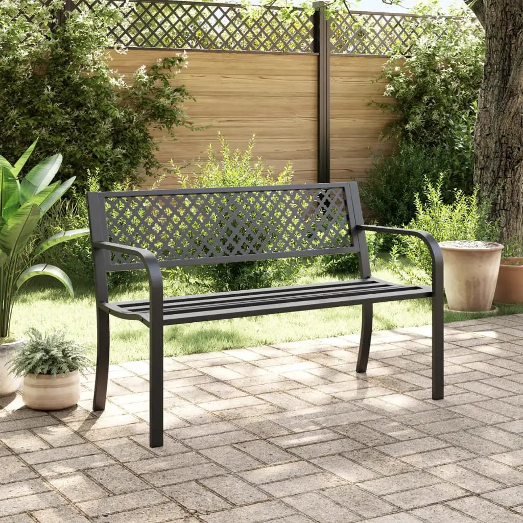 vidaXL vidaXL Garden Bench 119 cm Black Steel - Garden Chairs