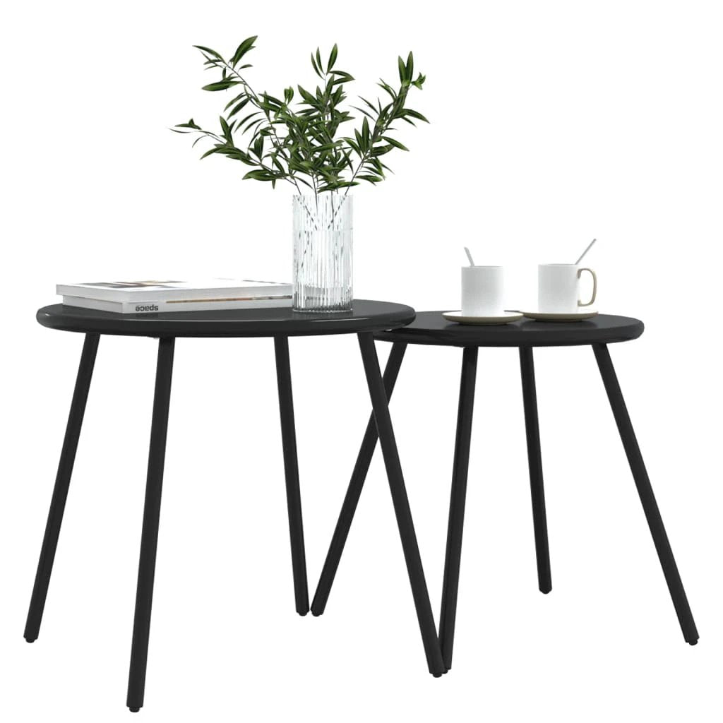 vidaXL vidaXL Outdoor Round Coffee Tables Set Of 2 50cm Diameter Powder Coated Steel Patio - Coffee Table