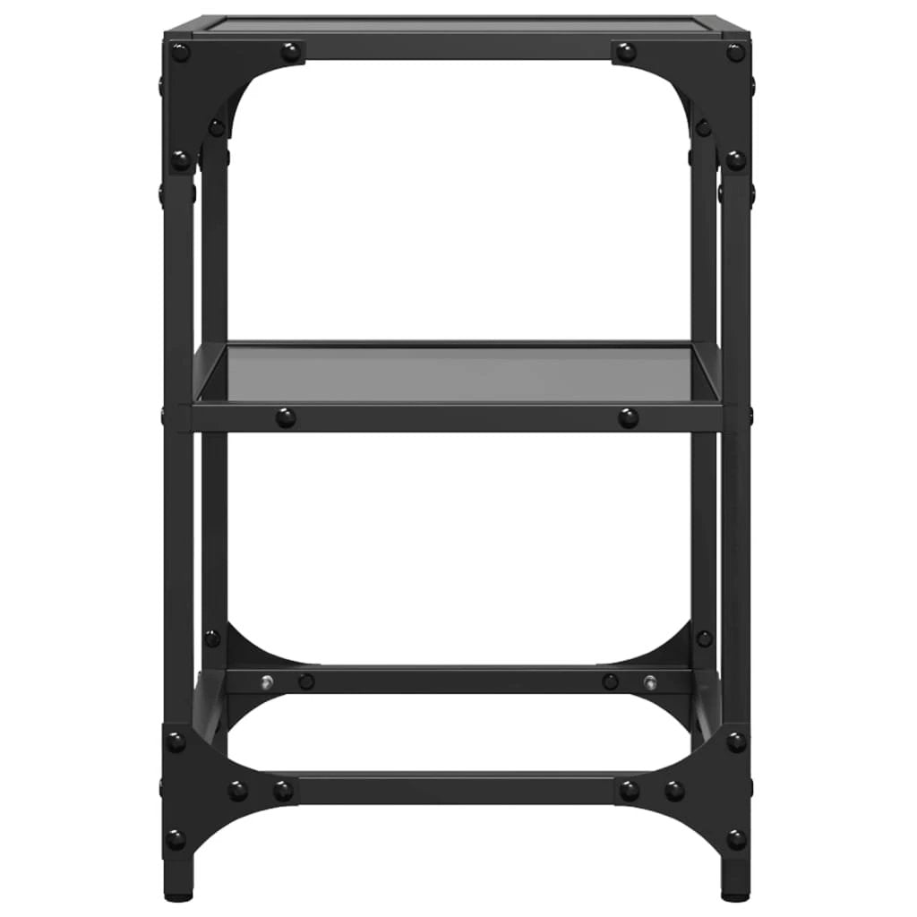 vidaXL VidaXL Coffee Tables 30x30x45 cm Black Glass Top Steel Frame Set of 2 for Living Room - Coffee Table